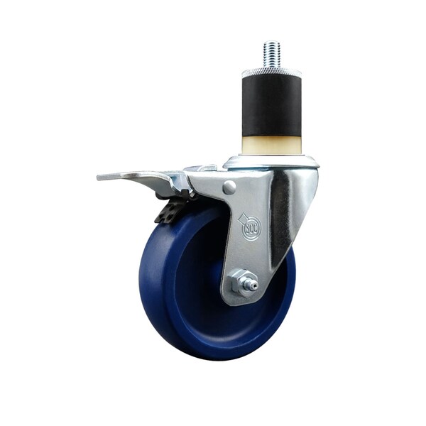 4'' SS Solid Poly Swivel 1-7/8'' Expanding Stem Caster Total Lock Brake